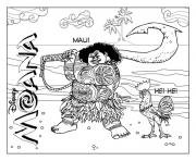 Printable Maui and Hei Hei  coloring pages